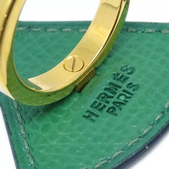 Hermes Triangle Scarf Ring Gold Veau Greine Courchevel Small Good - Picture 5 of 8